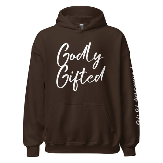 Godly Gifted Signature Unisex Hoodie- Dark Chocolate & White
