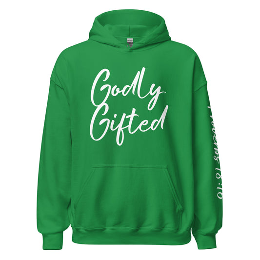 Godly Gifted Signature Unisex Hoodie- Irish Green & White
