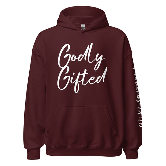 Godly Gifted Signature Unisex Hoodie- Maroon & White