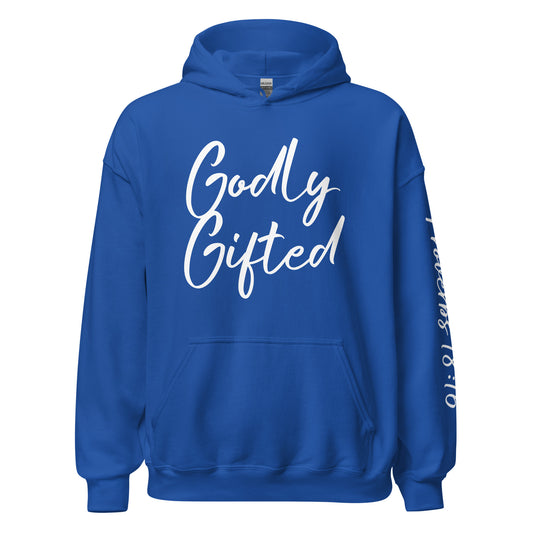 Godly Gifted Signature Unisex Hoodie- Royal Blue and White