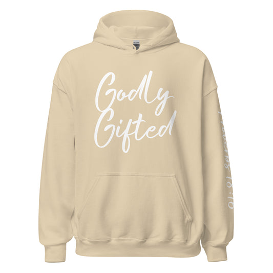 Godly Gifted Signature Unisex Hoodie-Sand & White