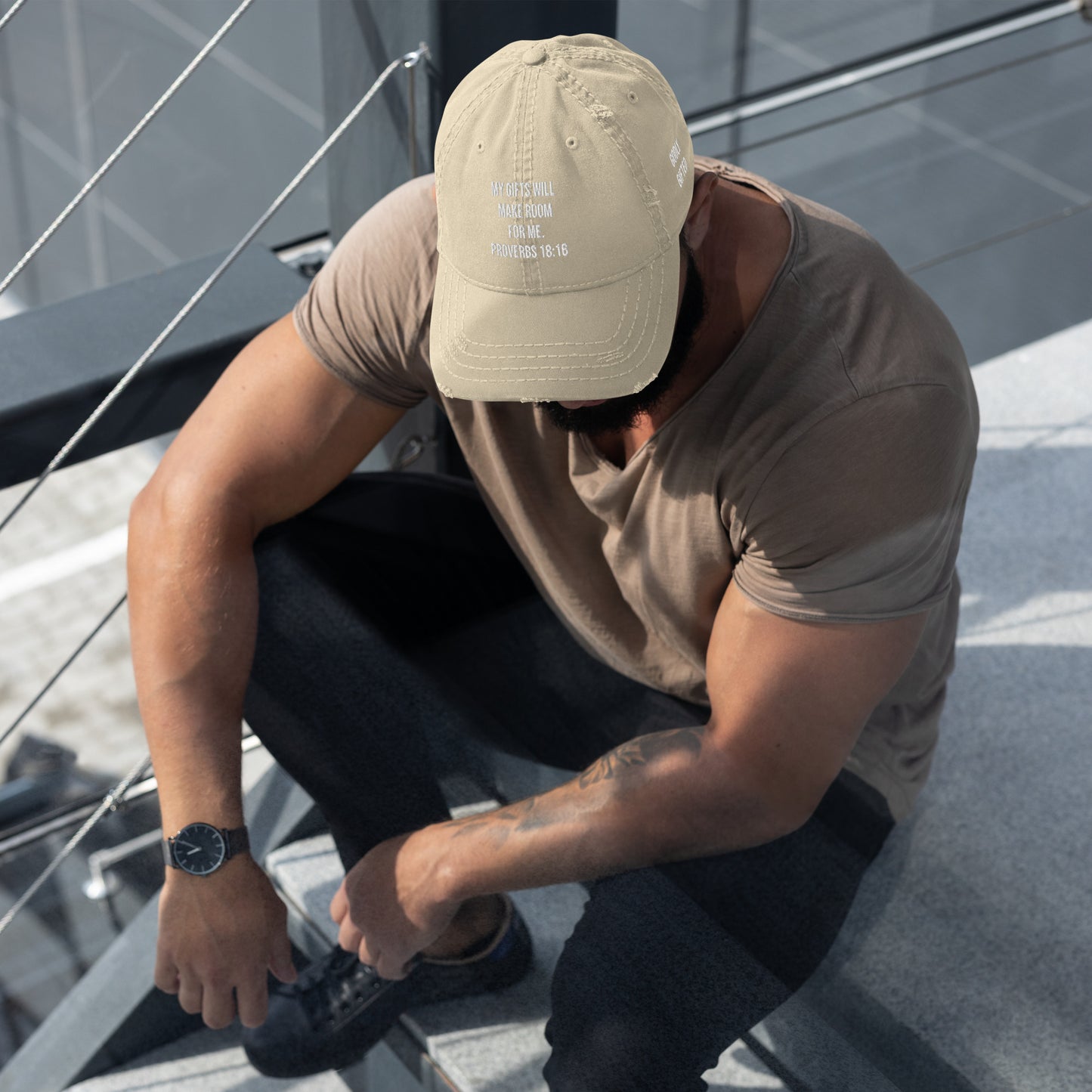 Proverbs 18:16 Distressed Dad Hat (Multiple Colors)