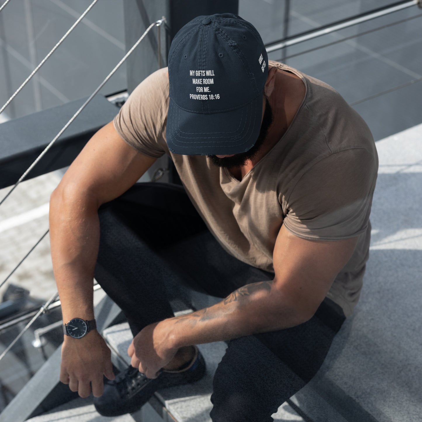 Proverbs 18:16 Distressed Dad Hat (Multiple Colors)