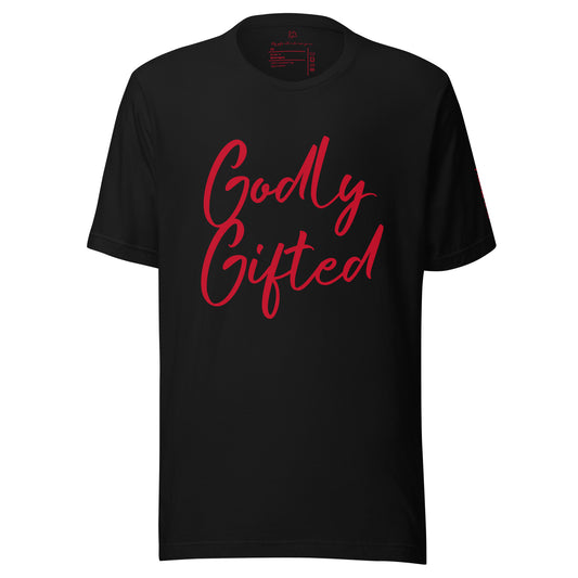 Godly Gifted Unisex Signature Tee- Black & Red