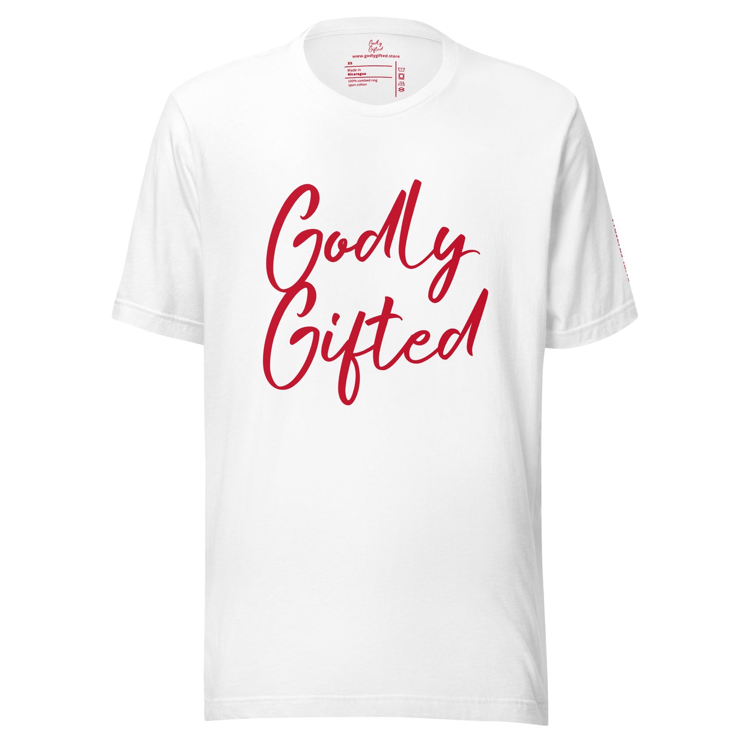 Godly Gifted Signature Unisex t-shirt- White & Red