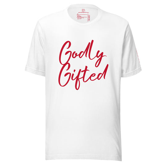 Godly Gifted Signature Unisex t-shirt- White & Red